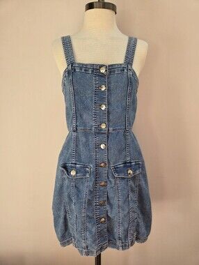 Divided By H&M Stretchy Blue Jean Denim Sleeveless Mini Dress, Size Small